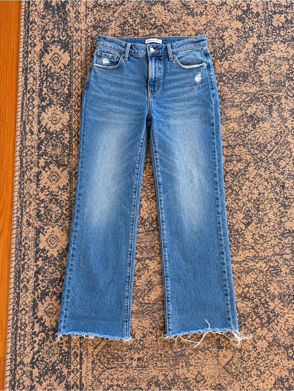 LOFT Medium Blue Flare Jeans with Raw Hem